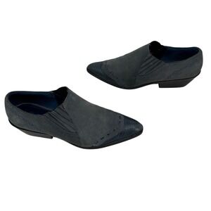 Ferrante VTG Blue Leather Western Pointed‎ Toe Loafers Shoes Women's 8.5 Brazil